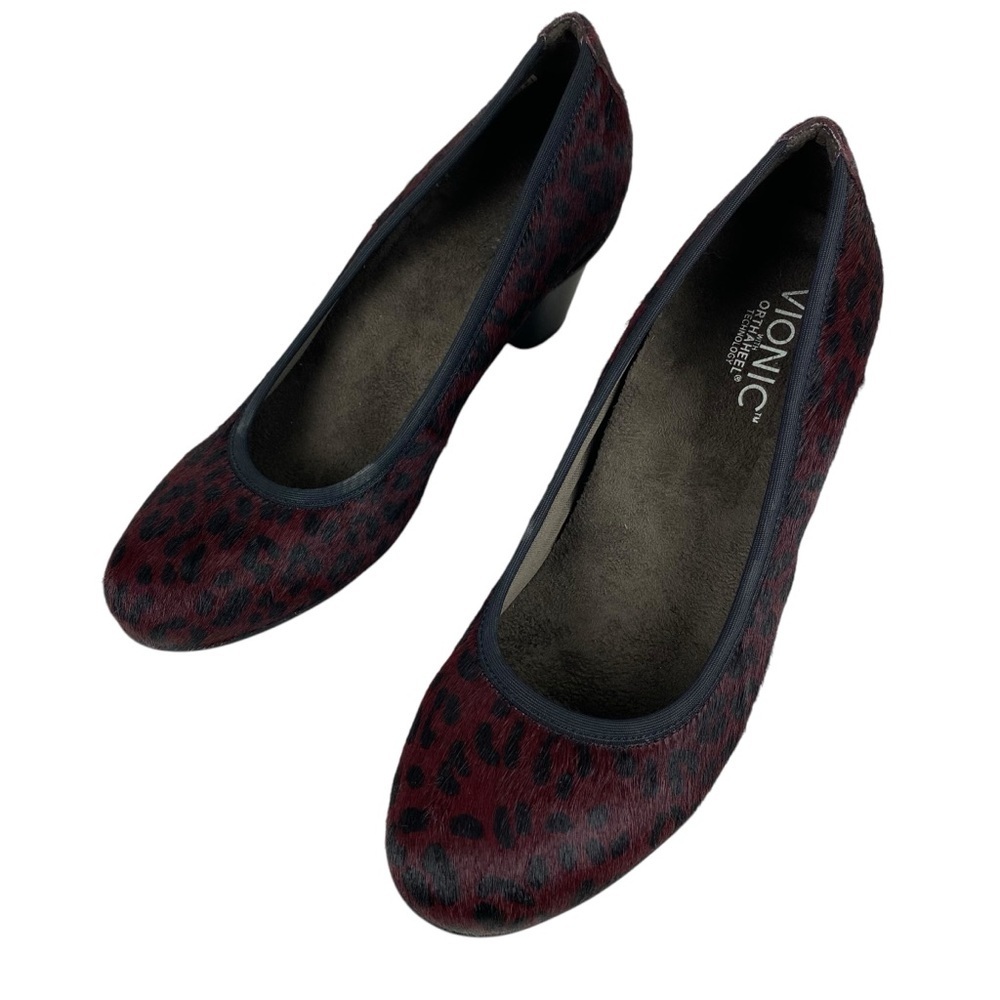 Vionic Mabrey Orthaheel Technology Slip on Pumps Heels Size 7 Calf Hair Burgundy - Picture 12 of 13
